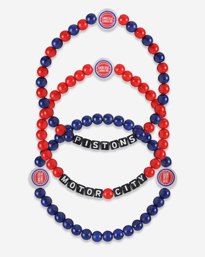 Detroit Pistons 3 Pack Beaded Friendship Bracelet FOCO - FOCO.com