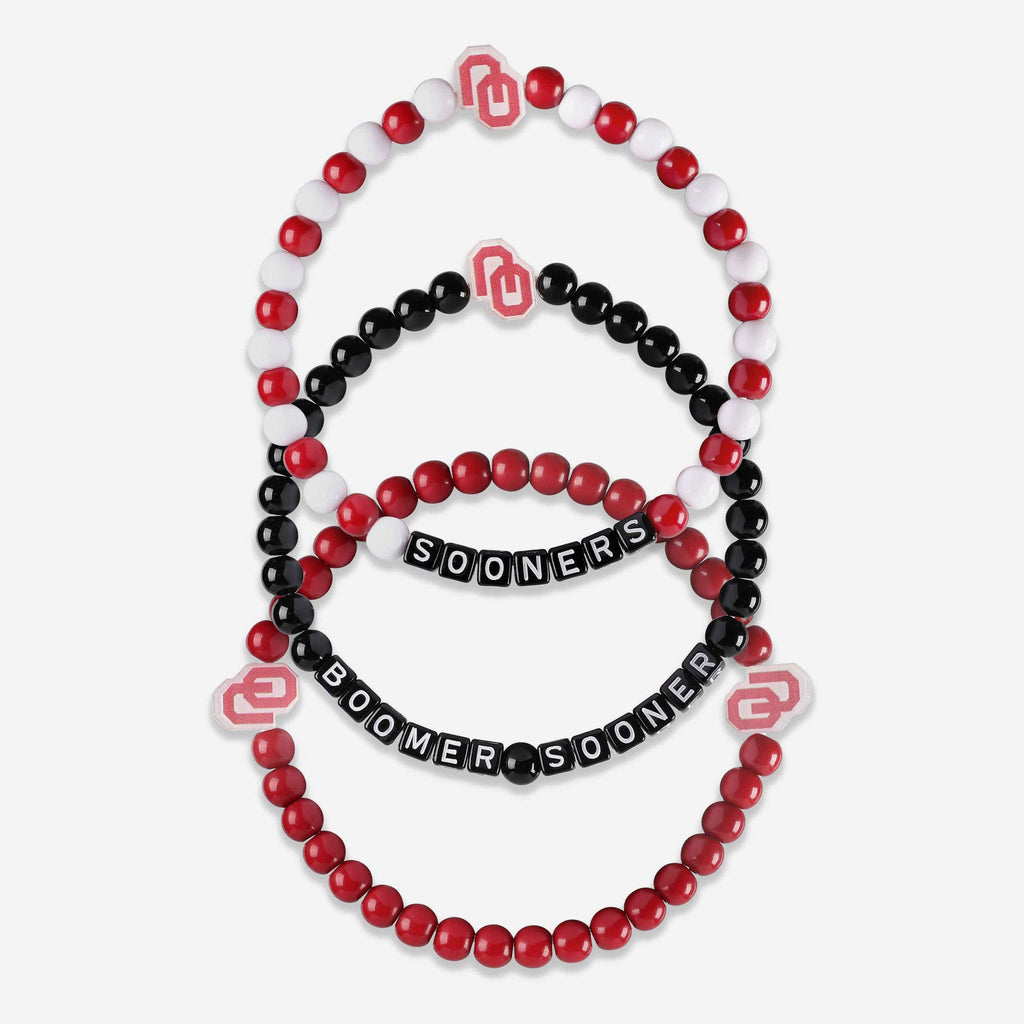 Oklahoma Sooners 3 Pack Beaded Friendship Bracelet FOCO - FOCO.com