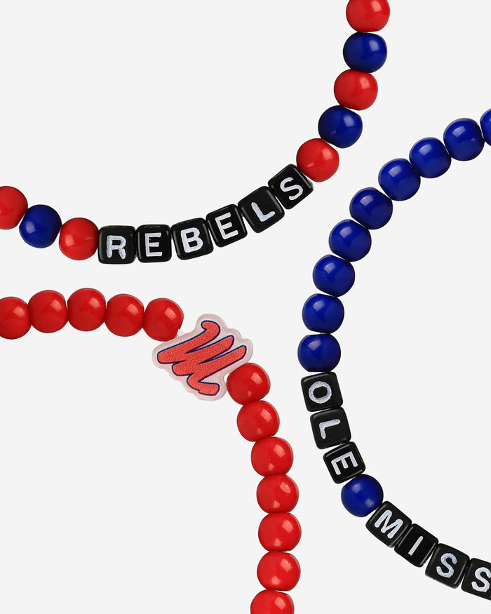 Ole Miss Rebels 3 Pack Beaded Friendship Bracelet FOCO - FOCO.com