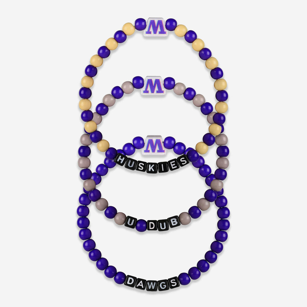 Washington Huskies 3 Pack Beaded Friendship Bracelet FOCO - FOCO.com
