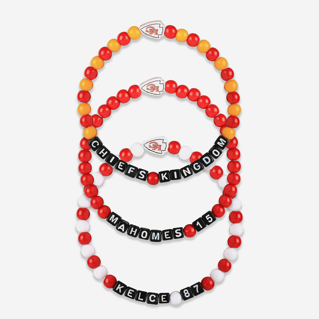 Travis Kelce & Patrick Mahomes Kansas City Chiefs 3 Pack Player Beaded Friendship Bracelet FOCO - FOCO.com