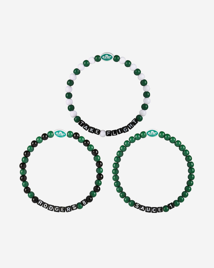 Aaron Rodgers & Sauce Gardner New York Jets 3 Pack Player Beaded Friendship Bracelet FOCO - FOCO.com