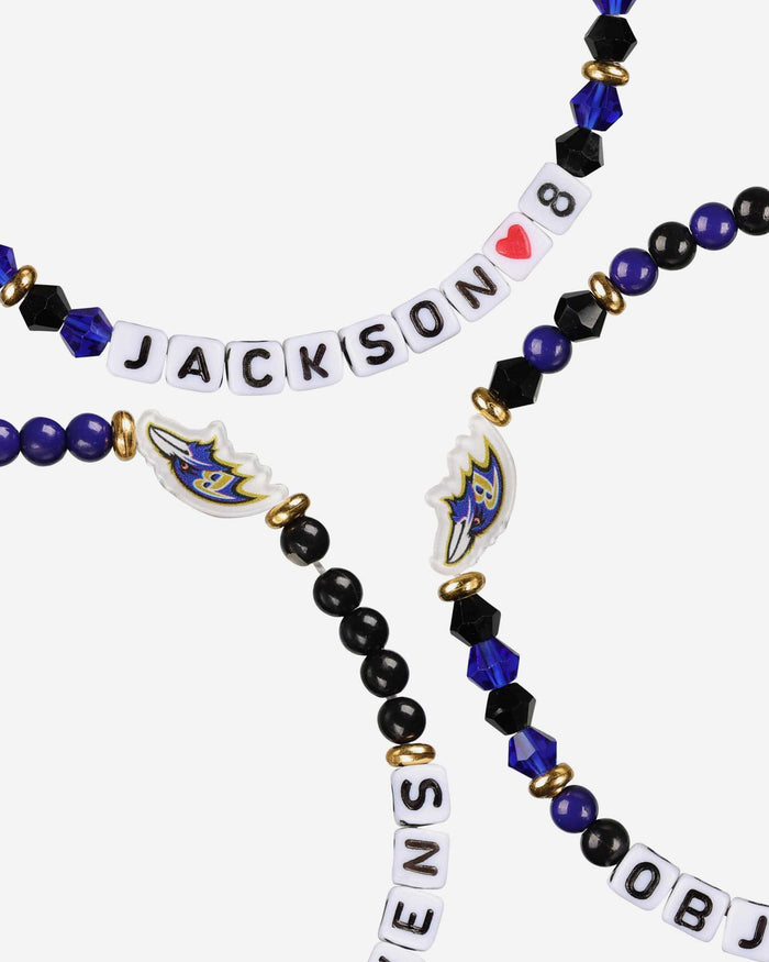 Lamar Jackson & Odell Beckham Jr Baltimore Ravens 3 Pack Player Friendship Bracelet FOCO - FOCO.com