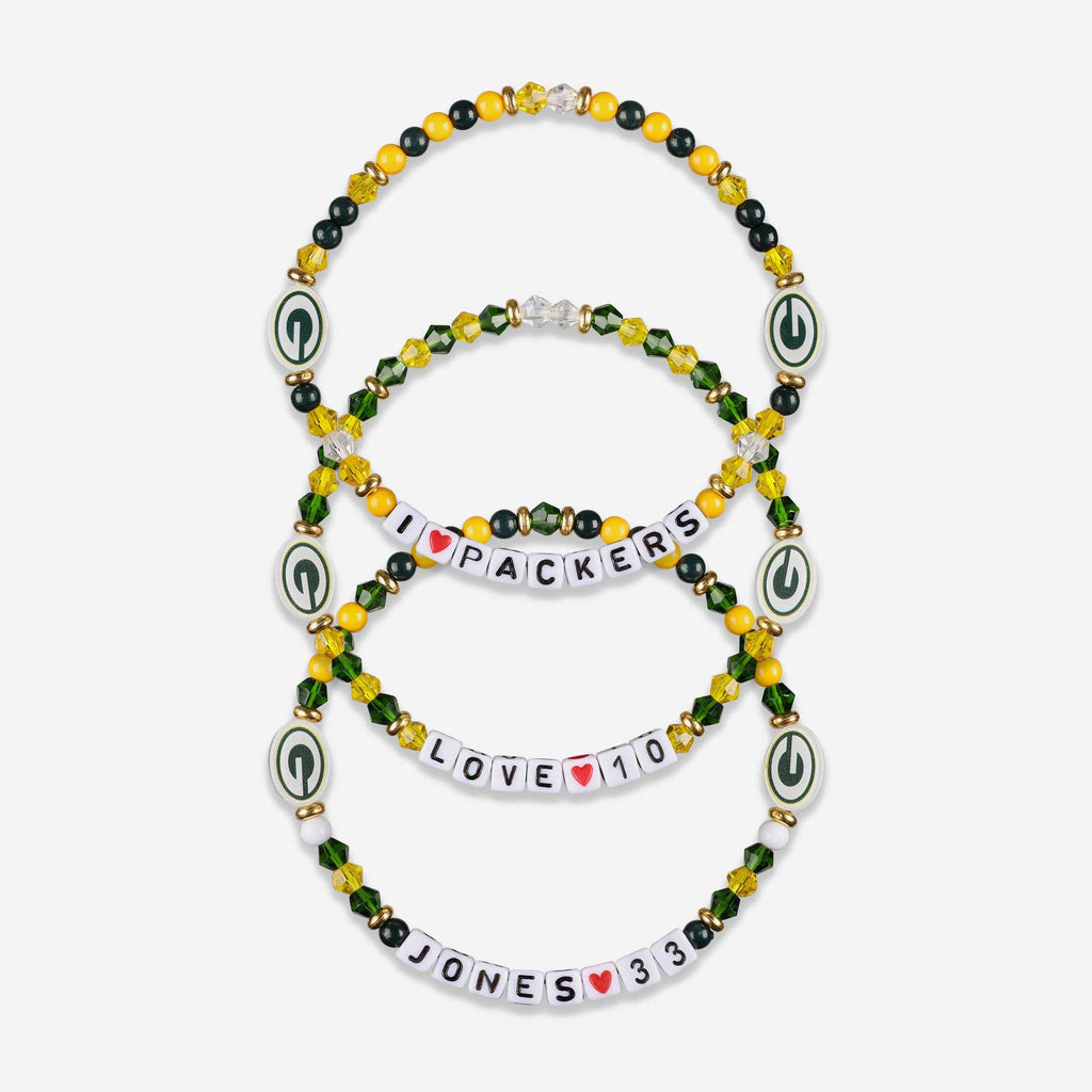 Aaron Jones & Jordan Love Green Bay Packers 3 Pack Player Friendship Bracelet FOCO - FOCO.com