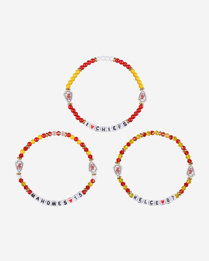 Travis Kelce & Patrick Mahomes Kansas City Chiefs 3 Pack Player Friendship Bracelet FOCO - FOCO.com
