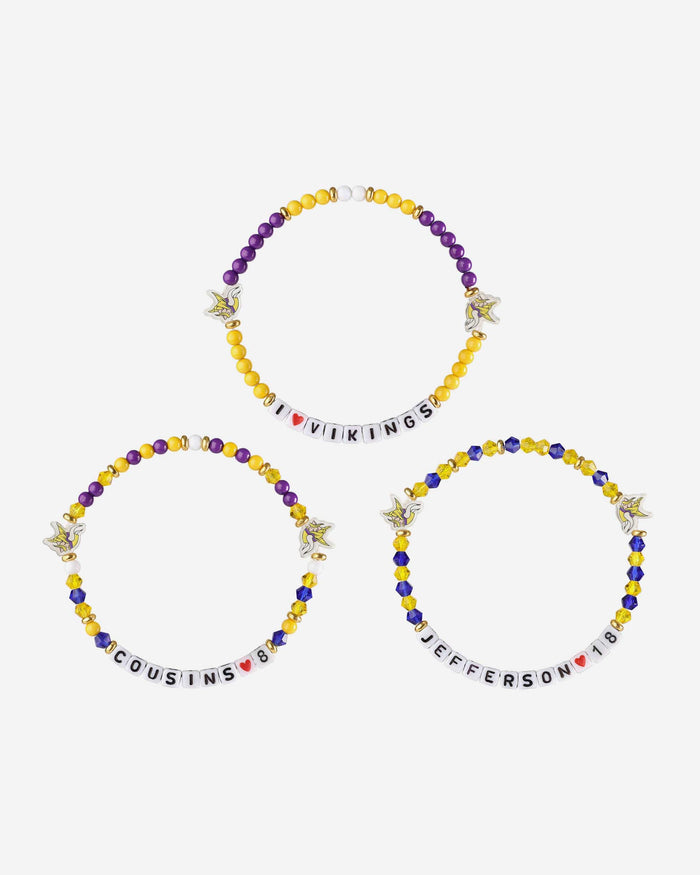 Justin Jefferson & Kirk Cousins Minnesota Vikings 3 Pack Player Friendship Bracelet FOCO - FOCO.com