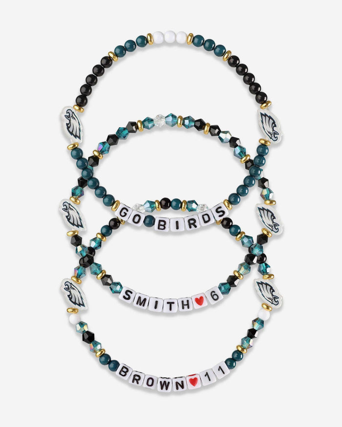 AJ Brown & Devonta Smith Philadelphia Eagles 3 Pack Player Friendship Bracelet FOCO - FOCO.com