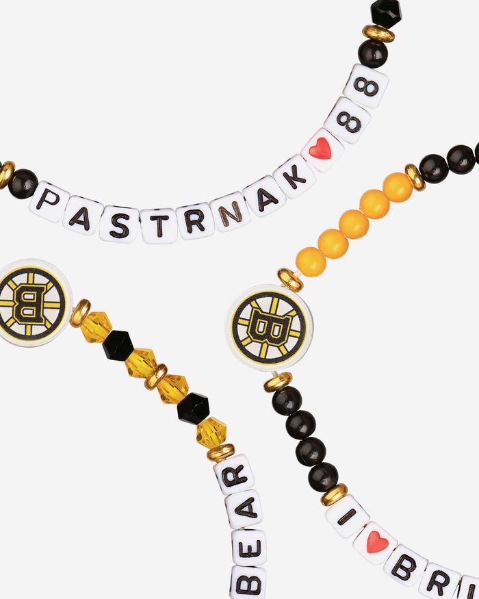 David Pastrnak Boston Bruins 3 Pack Player Friendship Bracelet FOCO - FOCO.com