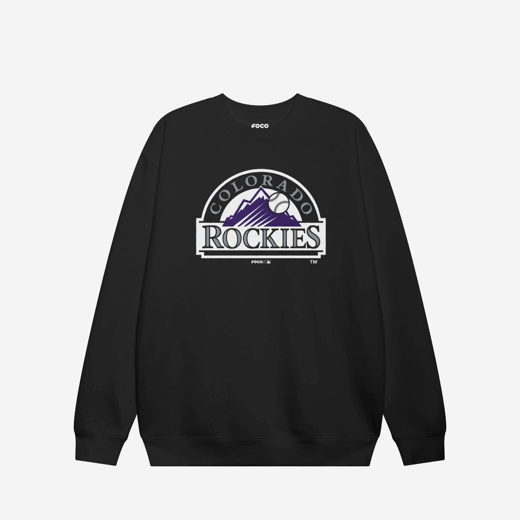 Colorado Rockies Alternate Logo Crew Neck Sweatshirt FOCO Black S - FOCO.com