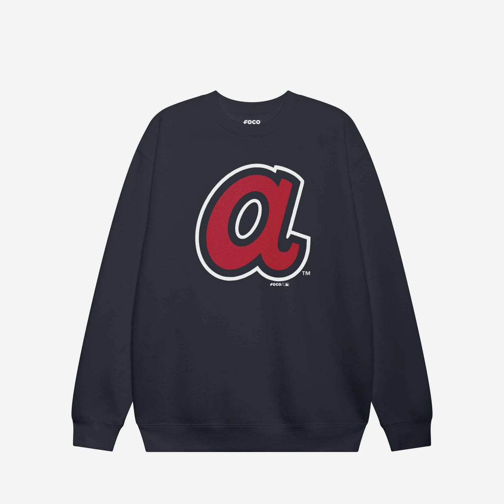 Atlanta Braves Alternate Logo Crew Neck Sweatshirt FOCO Navy S - FOCO.com