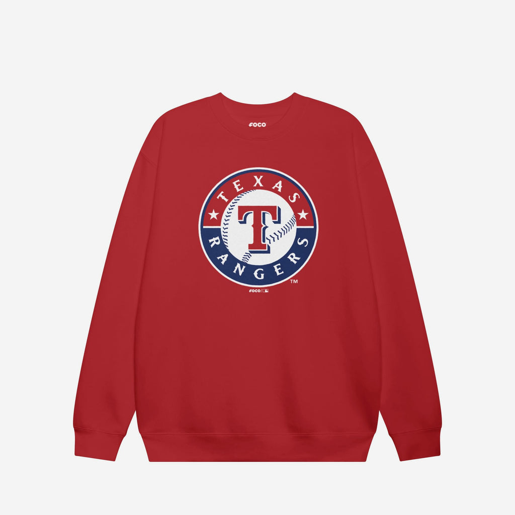 Texas Rangers 2024 Alternate Logo Crew Neck Sweatshirt FOCO Red S - FOCO.com