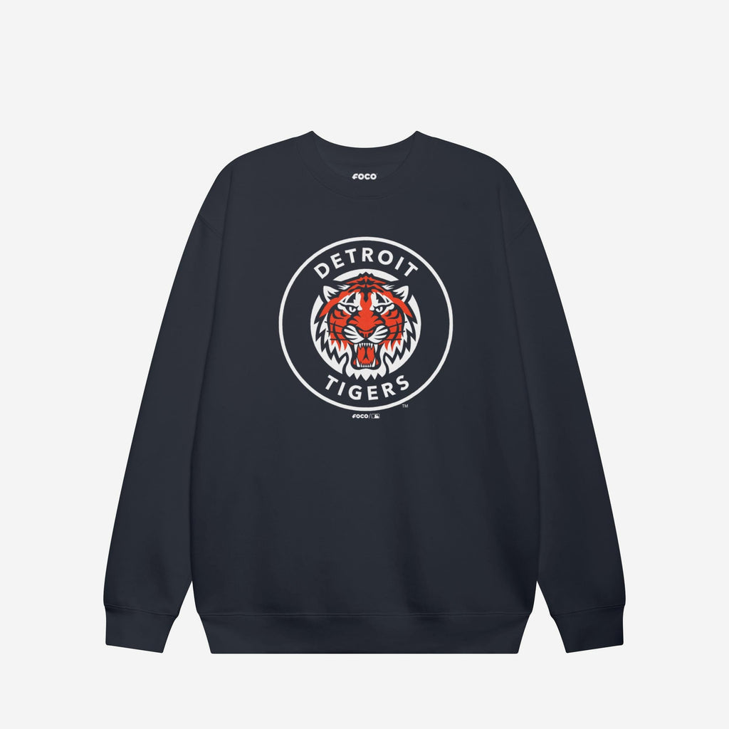 Detroit Tigers Alternate Logo Crew Neck Sweatshirt FOCO Navy S - FOCO.com