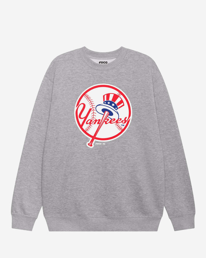 New York Yankees Alternate Logo Crew Neck Sweatshirt FOCO Athletic Heather S - FOCO.com