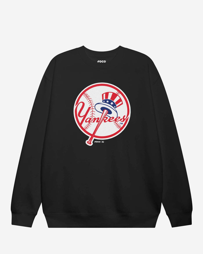 New York Yankees Alternate Logo Crew Neck Sweatshirt FOCO Black S - FOCO.com