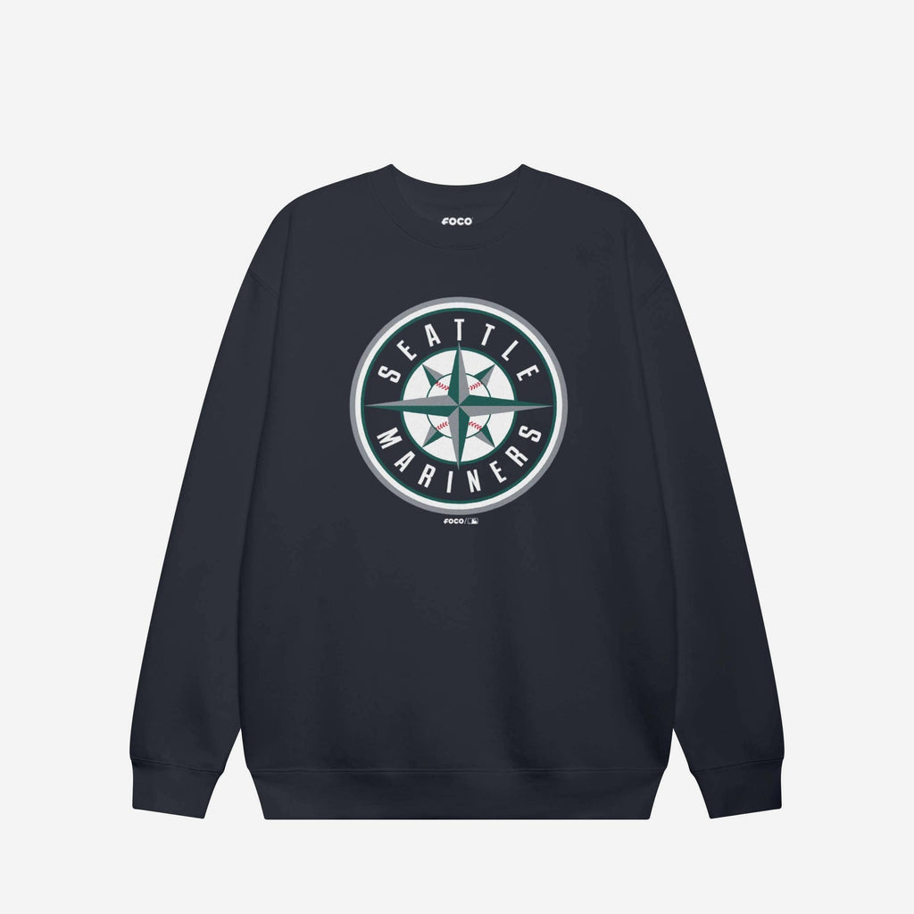 Seattle Mariners Alternate Logo Crew Neck Sweatshirt FOCO Navy S - FOCO.com