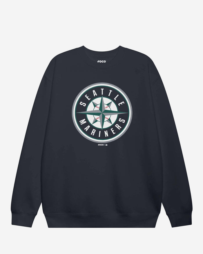 Seattle Mariners Alternate Logo Crew Neck Sweatshirt FOCO Navy S - FOCO.com