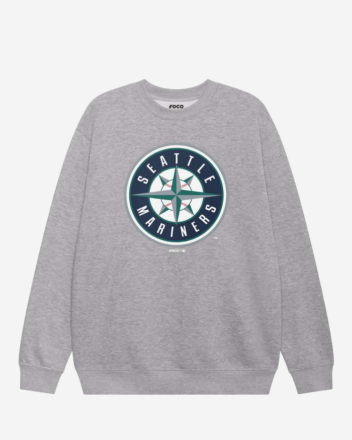 Seattle Mariners Alternate Logo Crew Neck Sweatshirt FOCO Athletic Heather S - FOCO.com