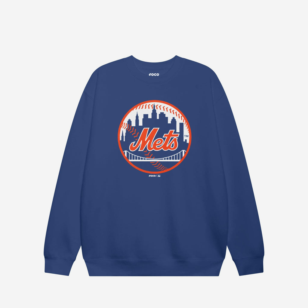 New York Mets Alternate Logo Crew Neck Sweatshirt FOCO True Royal S - FOCO.com