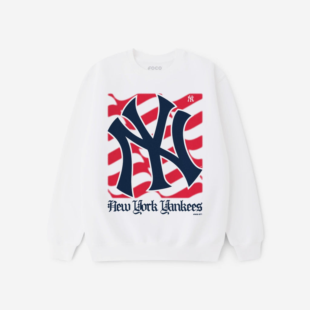New York Yankees American Heritage Wordmark Crew Neck Sweatshirt FOCO S - FOCO.com