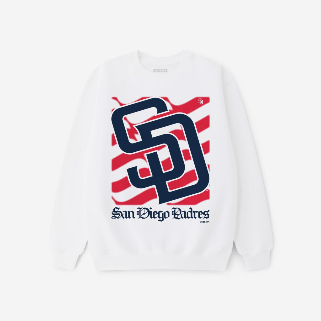 San Diego Padres American Heritage Wordmark Crew Neck Sweatshirt FOCO S - FOCO.com