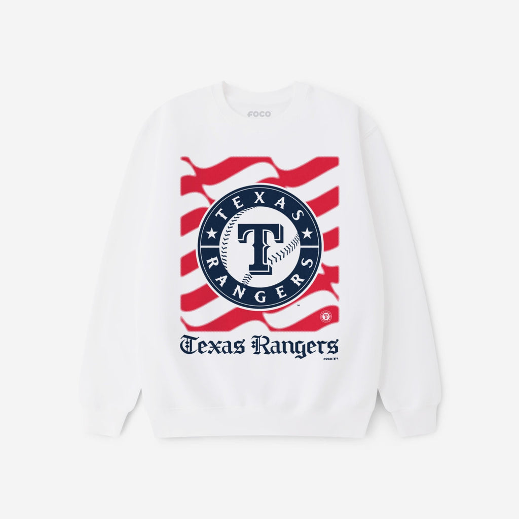 Texas Rangers American Heritage Wordmark Crew Neck Sweatshirt FOCO S - FOCO.com