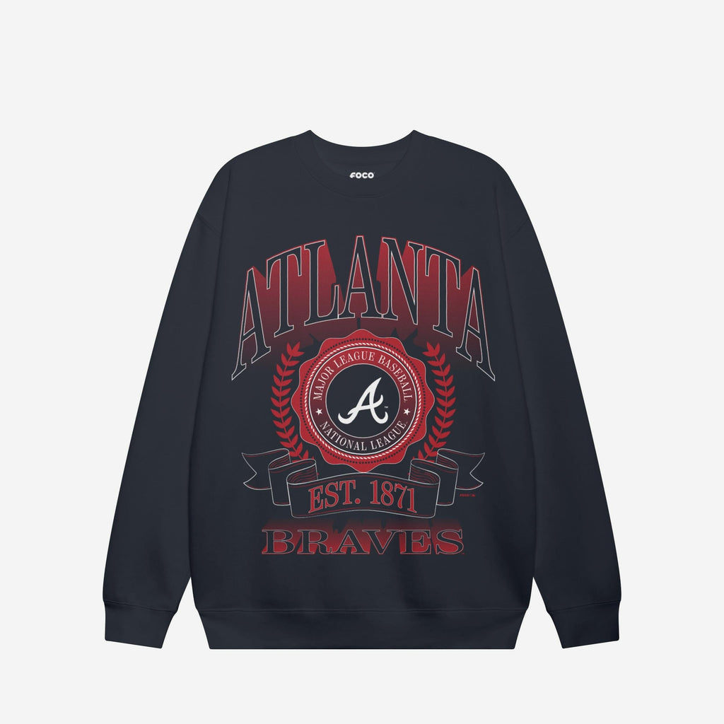 Atlanta Braves Banner Crest Crew Neck Sweatshirt FOCO S - FOCO.com