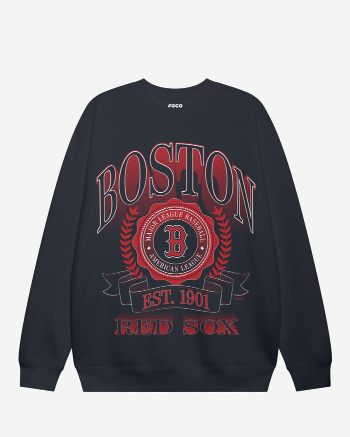 Boston Red Sox Banner Crest Crew Neck Sweatshirt FOCO S - FOCO.com