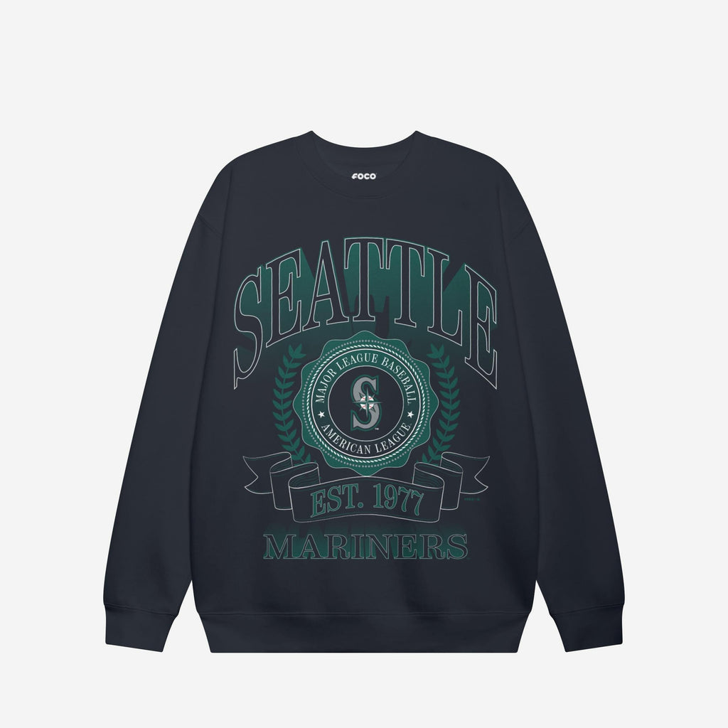Seattle Mariners Banner Crest Crew Neck Sweatshirt FOCO S - FOCO.com