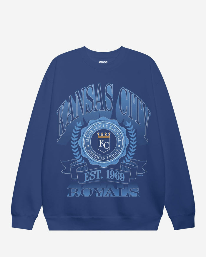 Kansas City Royals Banner Crest Crew Neck Sweatshirt FOCO S - FOCO.com