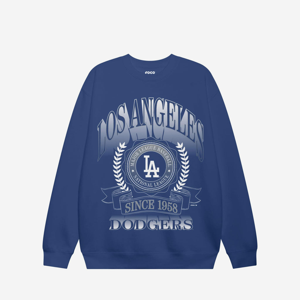 Los Angeles Dodgers Banner Crest Crew Neck Sweatshirt FOCO S - FOCO.com