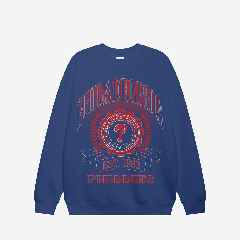 Philadelphia Phillies Banner Crest Crew Neck Sweatshirt FOCO S - FOCO.com