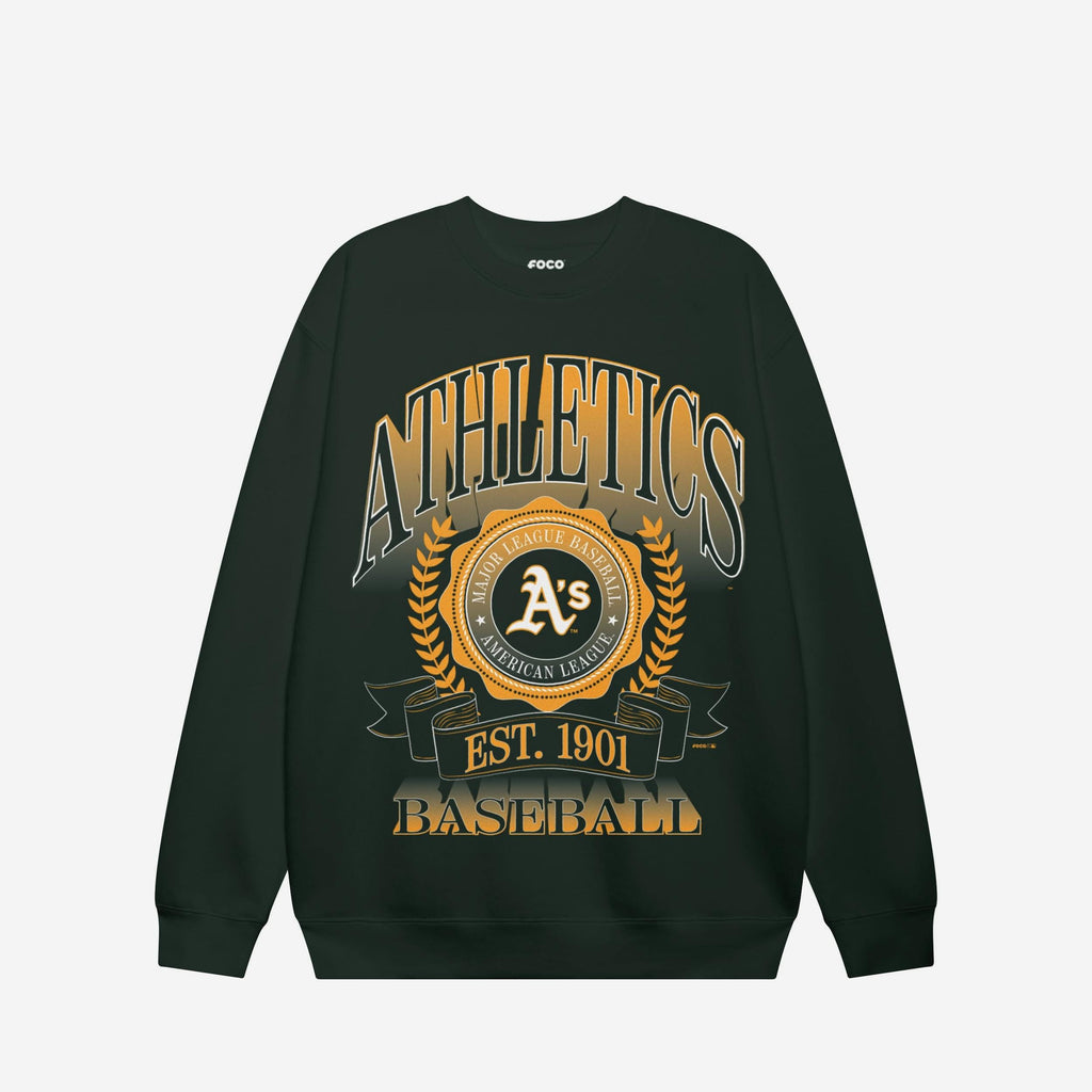 Athletics Banner Crest Crew Neck Sweatshirt FOCO S - FOCO.com