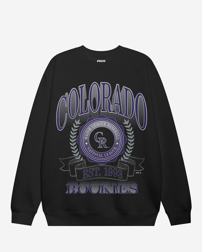 Colorado Rockies Banner Crest Crew Neck Sweatshirt FOCO S - FOCO.com