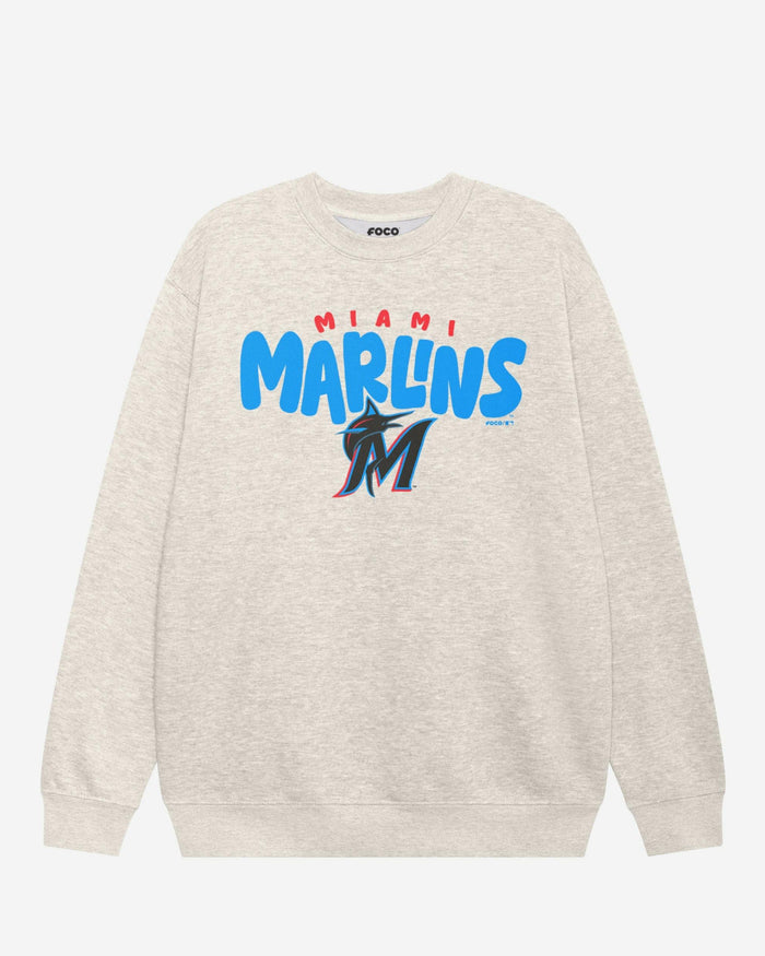 Miami Marlins Bubble Crew Neck Sweatshirt FOCO S - FOCO.com
