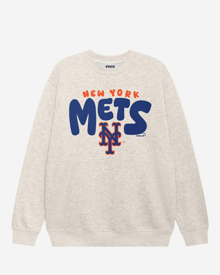 New York Mets Bubble Crew Neck Sweatshirt FOCO S - FOCO.com
