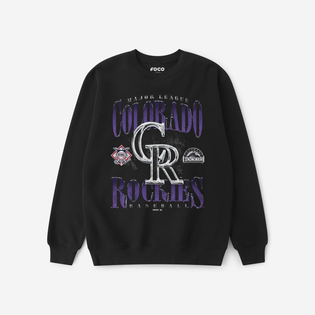 Colorado Rockies Chrome Stack Crew Neck Sweatshirt FOCO S - FOCO.com