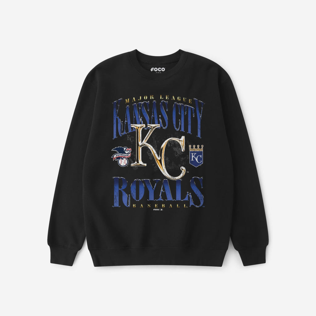 Kansas City Royals Chrome Stack Crew Neck Sweatshirt FOCO S - FOCO.com