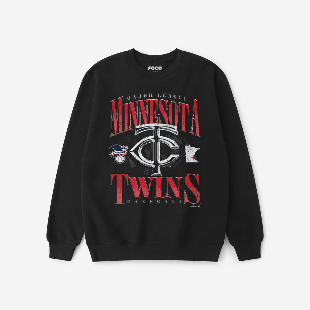 Minnesota Twins Chrome Stack Crew Neck Sweatshirt FOCO S - FOCO.com