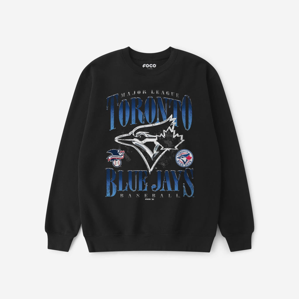 Toronto Blue Jays Chrome Stack Crew Neck Sweatshirt FOCO S - FOCO.com