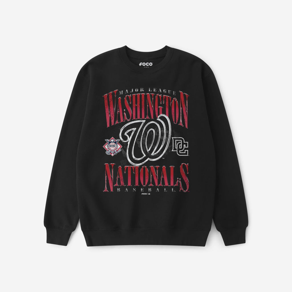 Washington Nationals Chrome Stack Crew Neck Sweatshirt FOCO S - FOCO.com