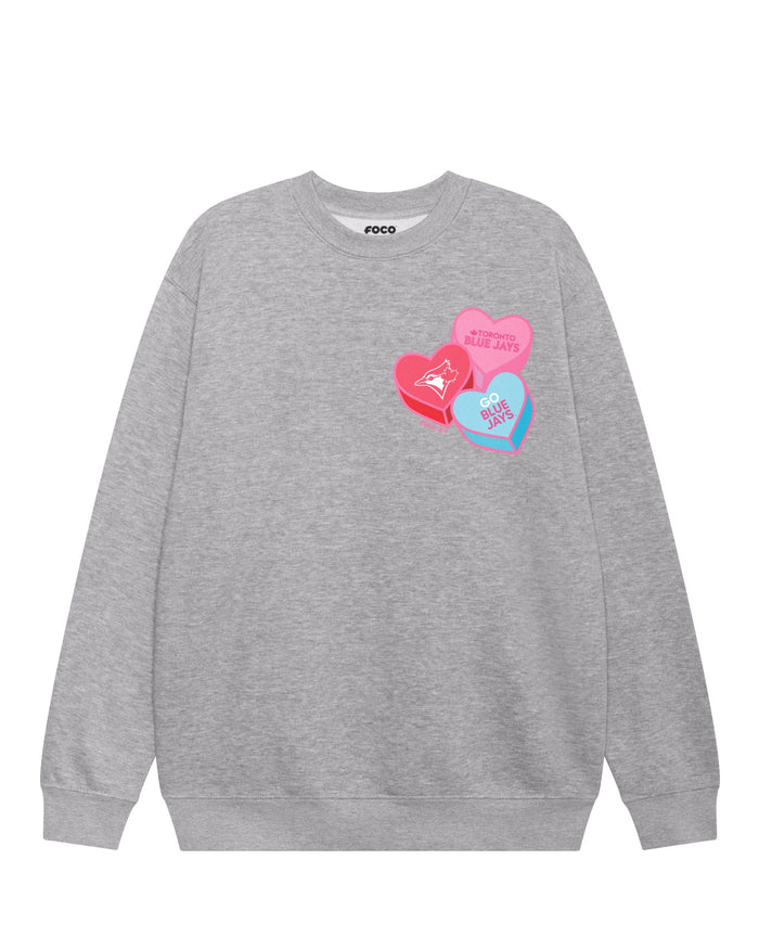 Toronto Blue Jays Candy Heart Crew Neck Sweatshirt