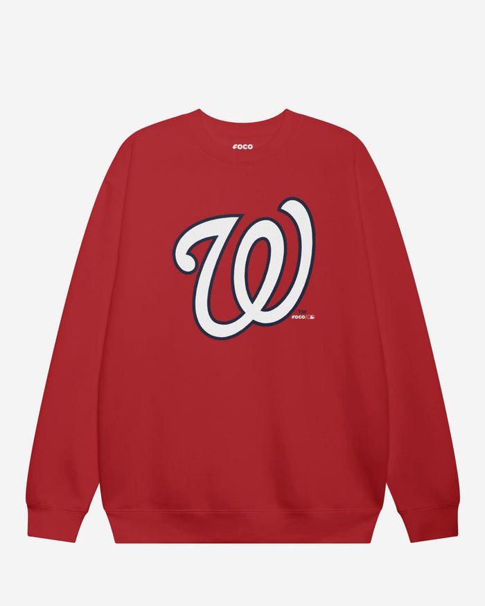 Washington Nationals Primary Logo Crew Neck Sweatshirt FOCO Red S - FOCO.com