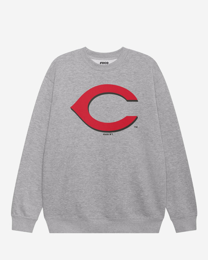 Cincinnati Reds Primary Logo Crew Neck Sweatshirt FOCO Athletic Heather S - FOCO.com