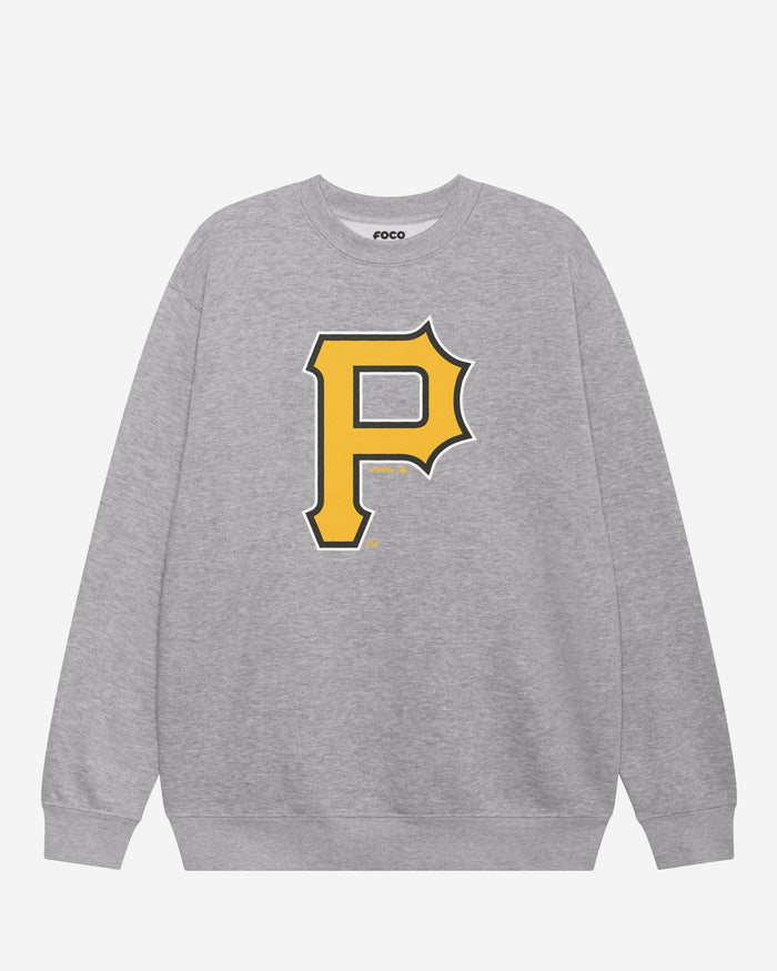 Pittsburgh Pirates Primary Logo Crew Neck Sweatshirt FOCO Athletic Heather S - FOCO.com