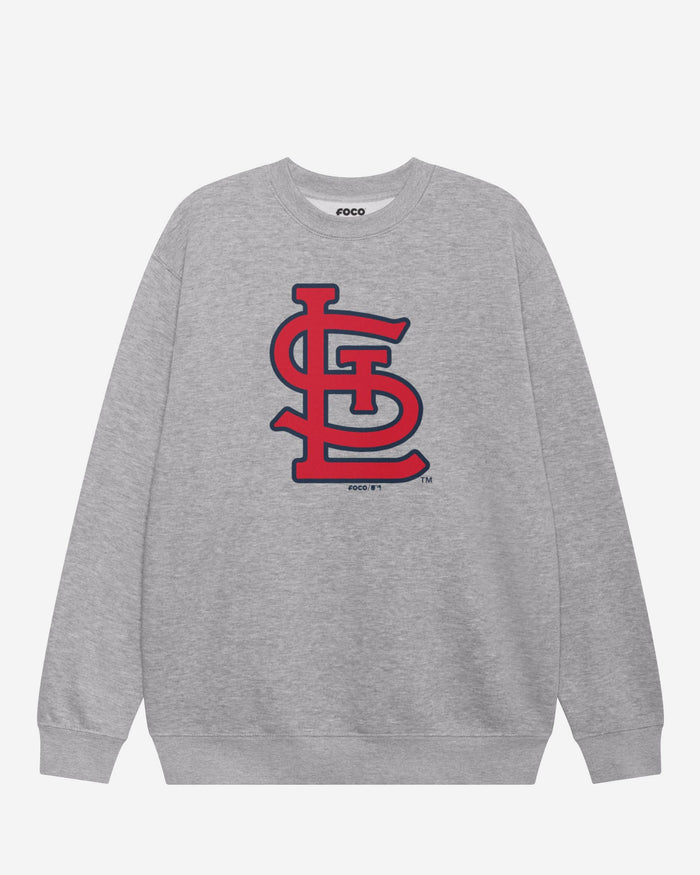 St Louis Cardinals Primary Logo Crew Neck Sweatshirt FOCO Athletic Heather S - FOCO.com