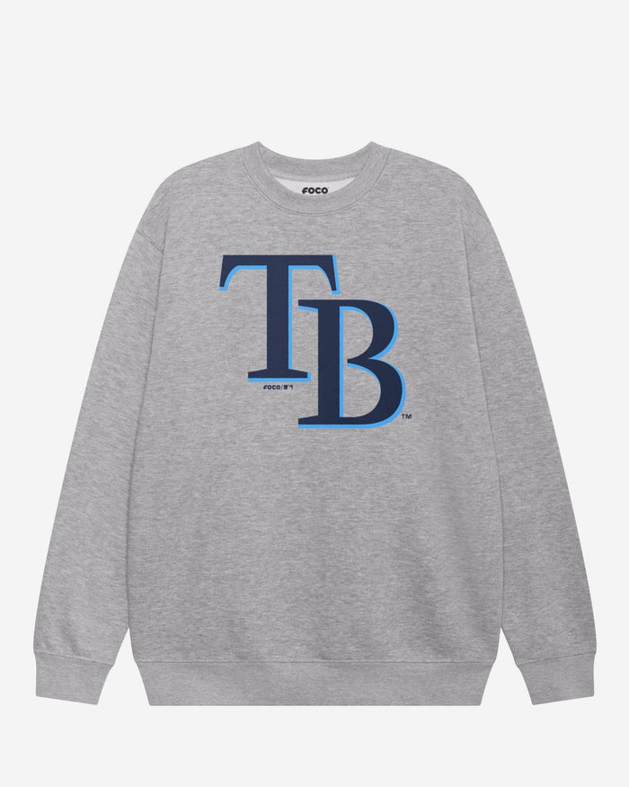 Tampa Bay Rays Primary Logo Crew Neck Sweatshirt FOCO Athletic Heather S - FOCO.com