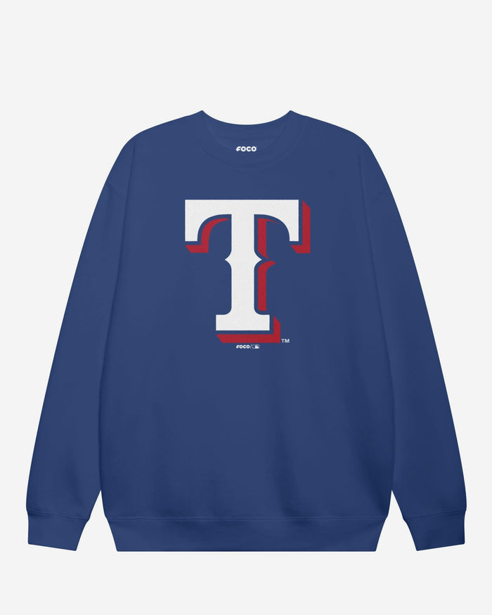 Texas Rangers Primary Logo Crew Neck Sweatshirt FOCO True Royal S - FOCO.com