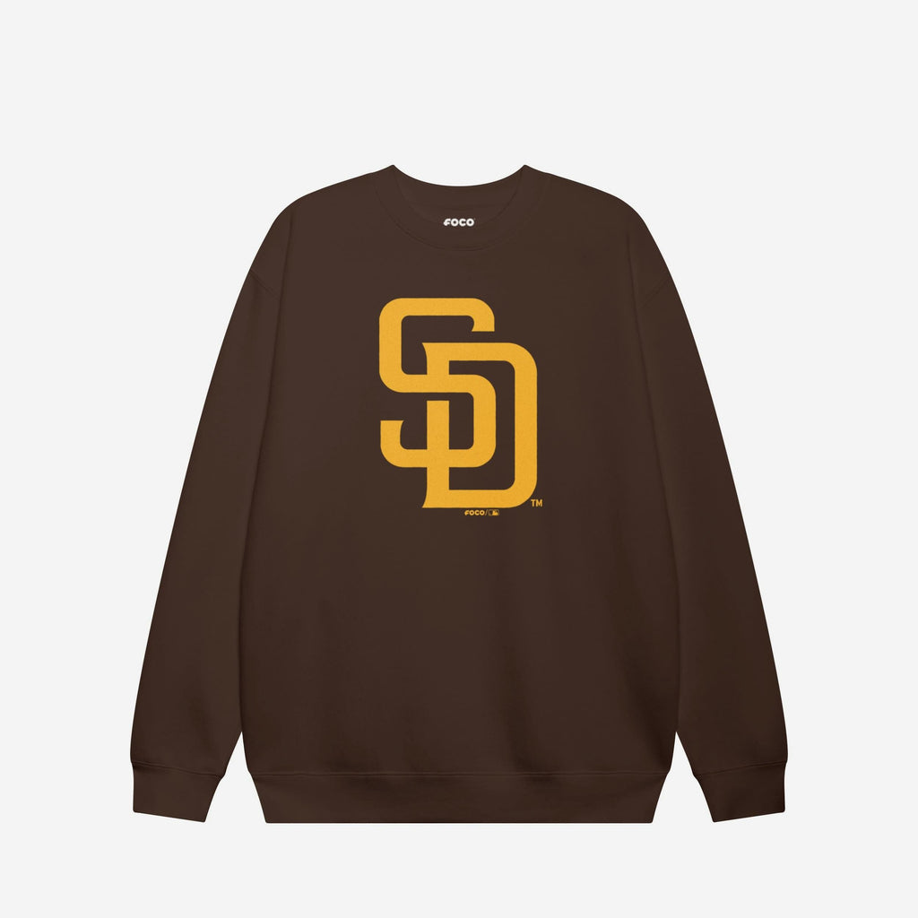 San Diego Padres Primary Logo Crew Neck Sweatshirt FOCO Chestnut S - FOCO.com