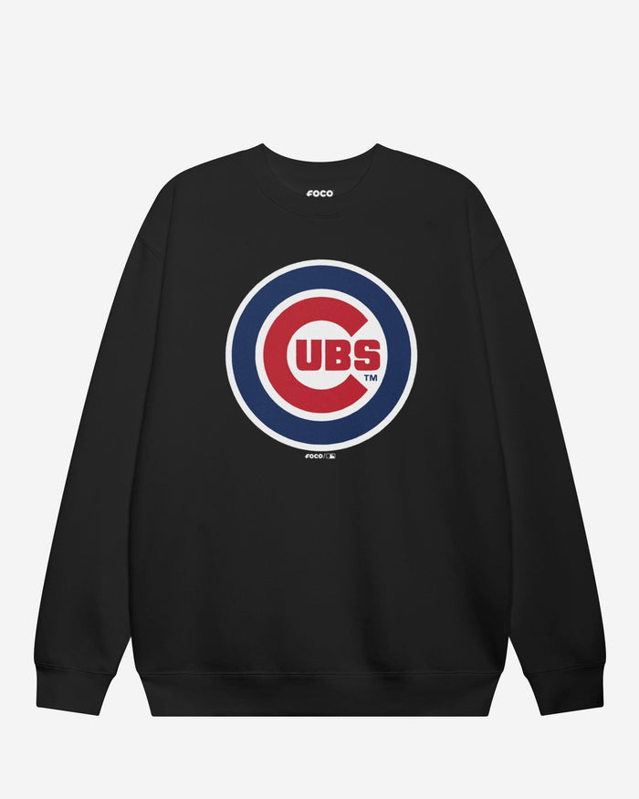 Chicago Cubs Primary Logo Crew Neck Sweatshirt FOCO Black S - FOCO.com