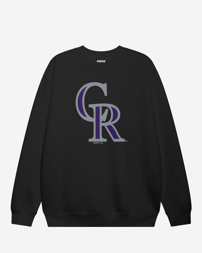 Colorado Rockies Primary Logo Crew Neck Sweatshirt FOCO Black S - FOCO.com